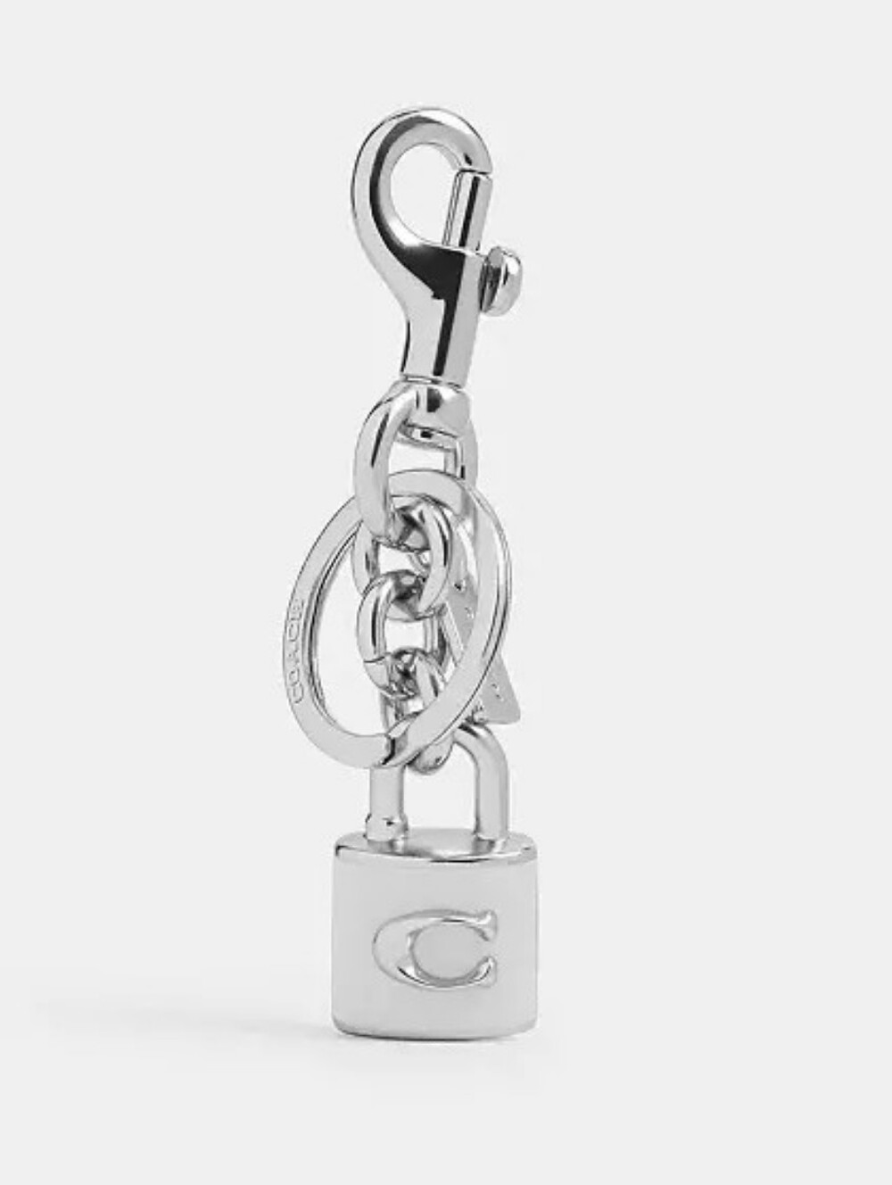 NWT! Coach Cream Padlock Key Charm with Silver-Tone Hardware #CEF95